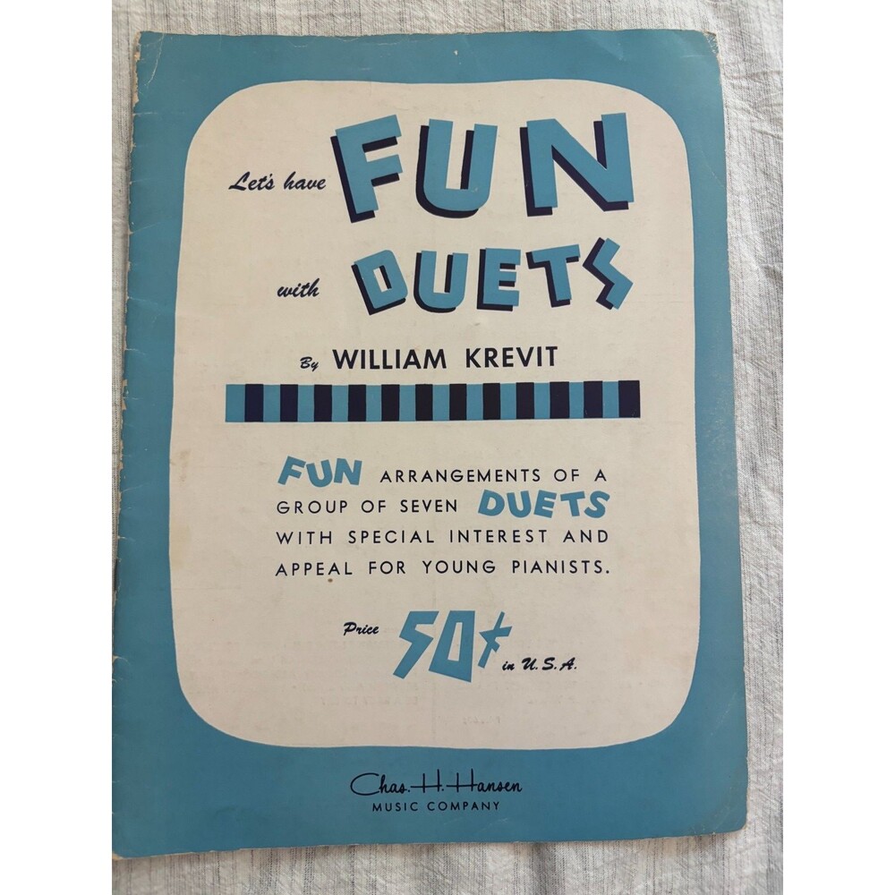 Vintage Fun Duets Piano Sheet Music Book William Krevit Chas H Hansen 1948